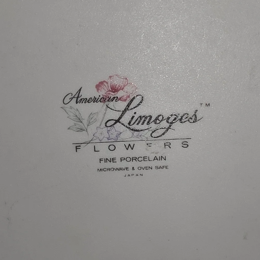 American Limoges Flowers 12 Inch Oval Baker Fine Porcelain Floral Casserole Dish